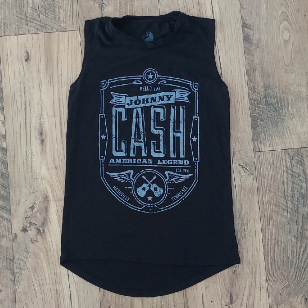 Johnny Cash Black Graphic Tank Top